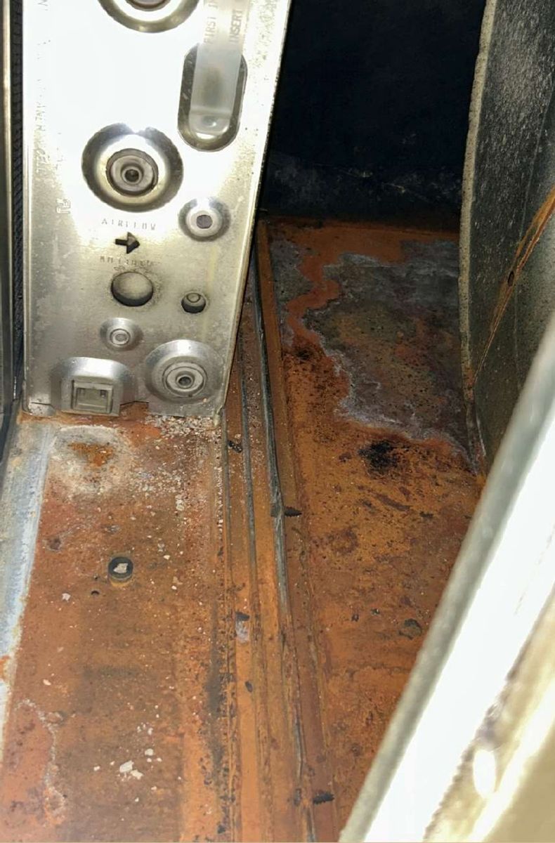 Corrosion on an HVAC return component in an Ardmore, PA home documented during a mold test, indicating moisture within the air-handling system